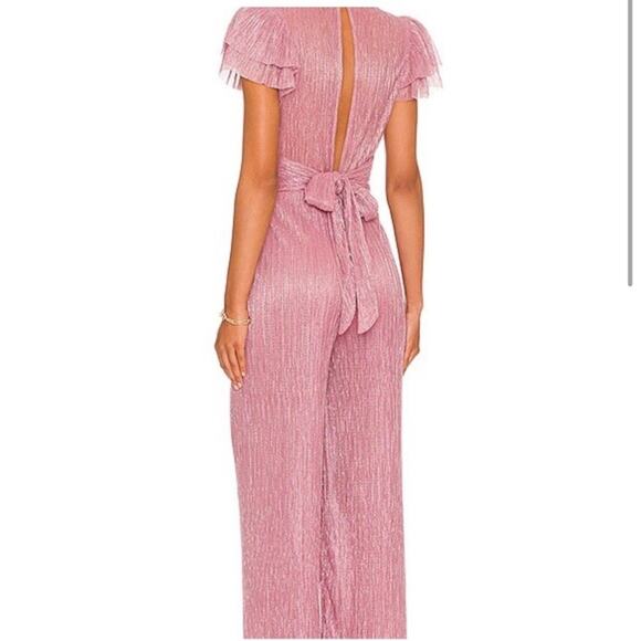 Sabina Musayev Donni Metallic Jumpsuit Antique Rose Pink Wide Leg Size Large NWT - Picture 2 of 9
